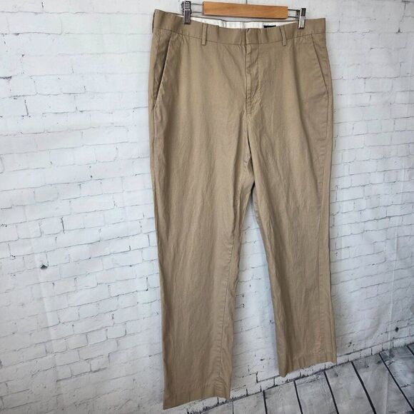 J. Crew Thompson Chino Pants Mens Size 36 x 32 Tan Khaki Straight Leg Cotton - Picture 2 of 9